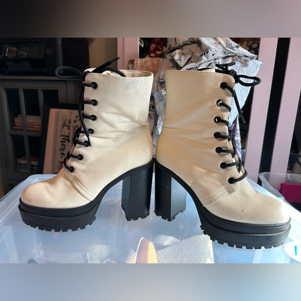 Off white leather boots new never worn